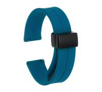 sourcing map Magnetic Silicone Watch Band 22mm Quick Release Soft Rubber Waterproof Replacement Watch Strap with Black Metal Folding Buckle for Men and Women, Sky Blue