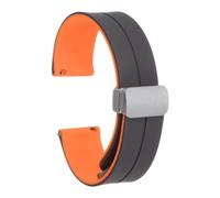 sourcing map Magnetic Silicone Watch Band 22mm Quick Release Soft Rubber Waterproof Replacement Watch Strap with Silver Metal Folding Buckle for Men and Women, Grey/Orange