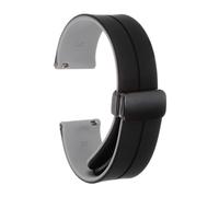 sourcing map Magnetic Silicone Watch Band 22mm Quick Release Soft Rubber Waterproof Replacement Watch Strap with Black Metal Folding Buckle for Men and Women, Black/Grey