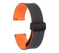 sourcing map Magnetic Silicone Watch Band 22mm Quick Release Soft Rubber Waterproof Replacement Watch Strap with Black Metal Folding Buckle for Men and Women, Grey/Orange