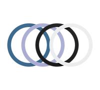 sourcing map Magnetic Sticker Ring, 4Pcs Universal Magnetic Adapter Ring, Silicone Magnet Wireless Charging Conversion Kit for Mobile Phone Case Wireless Charger (Black+White+Purple+Dark Blue)