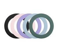 sourcing map Magnetic Sticker Ring, 5Pcs Universal Magnetic Adapter Ring Leather Magnet Wireless Charging Conversion Kit for Mobile Phone Case Wireless Charger (Black+Pink+Purple+Blue+Green)
