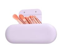 sourcing map Makeup Brush Holder Silicone Portable Cosmetic Face Brushes Holder Magnetic Closure Travel Cosmetic Bags for Home Travel Storage Purple