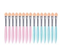 sourcing map Makeup Eyeshadow Applicator, 15 Pcs Portable Eye Shadow Brush Sponge Tips, Professional Ladies Dual Color Fine Eyeshadow Blending Brushes Cosmetic Tool for Women ladies, Blue Pink