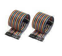 sourcing map Male to Female 40P Jumper Wire 2.54mm Pitch Ribbon Cable Breadboard DIY 50cm Long 2pcs