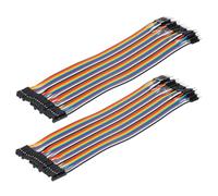 sourcing map Male to Female 40Pin Breadboard Jumper Wire 2.54mm Pitch Ribbon Cable 20cm Long Electronics Breadboard Ribbon Cables for Breadboard Electronic Projects Pack of 2