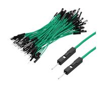 sourcing map Male to Male 1Pin Breadboard Jumper Wire 2.54mm Pitch Ribbon Cable 10cm Long Electronics Breadboard Ribbon Cables for Breadboard Electronic Projects Pack of 100,Green
