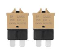 sourcing map Manual Resettable Fuse, 32V DC 5A E39 Low Profile ATC/ATO Manual Blade Circuit Breaker Reset Fuses for Car, Truck, RV, SUV, Marine, Boat, Motorcycle, Pack of 2