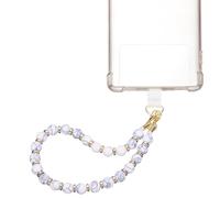 sourcing map Marble Beaded Phone Wrist Strap, Detachable Charm Cellphone Lanyard Chain with Tether Tab, Hands-Free Wristlet Strap for Women, Marble White