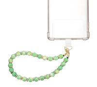 sourcing map Marble Beaded Phone Wrist Strap, Detachable Charm Cellphone Lanyard Chain with Tether Tab, Hands-Free Wristlet Strap for Women, Green