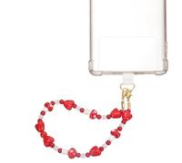 sourcing map Marble Beaded Phone Wrist Strap, Detachable Charm Cellphone Lanyard Chain with Tether Tab, Hands-Free Wristlet Strap for Women, Heart