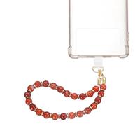 sourcing map Marble Beaded Phone Wrist Strap, Detachable Charm Cellphone Lanyard Chain with Tether Tab, Hands-Free Wristlet Strap for Women, Red Zebra