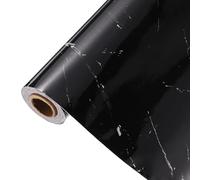 sourcing map Marble Contact Paper 15.7" x 394" Self-Adhesive Marble Peel and Stick Countertop Wallpaper Waterproof for Wall Kitchen Countertop Cabinet Bathroom, Crystal Black