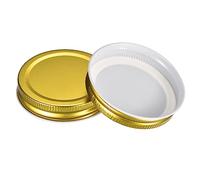 sourcing map Mason Jar Lids, 6 Pcs - Tinplate Canning Lids Regular Mouth Leak Proof Fits Storage Jars (Gold)