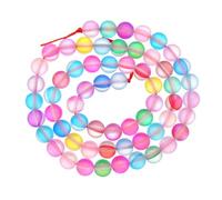 sourcing map Matte Crystal Glass Beads 6mm Synthetic Frosted Shining Semi-Precious Round Loose Beads Synthetic Moonstone for Jewelry Making DIY Bracelet, Mixed Color