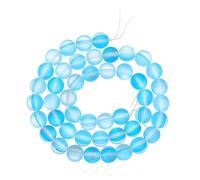 sourcing map Matte Crystal Glass Beads 8mm Synthetic Frosted Shining Semi-Precious Round Loose Beads Synthetic Moonstone for Jewelry Making DIY Bracelet, Light Blue