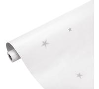 sourcing map Matte Wallpaper, 60cm x 10 Meter Vinyl Waterproof Peel and Stick Contact Paper Star Pattern Self Adhesive Wallpaper for Bedroom Kitchen Wall Countertop Decorating, White