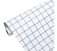 sourcing map Matte Wallpaper, 60cm x 5 Meter Vinyl Waterproof Peel and Stick Contact Paper Grid Pattern Self Adhesive Wallpaper for Bedroom Kitchen Wall Countertop Decorating, White