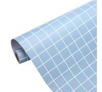 sourcing map Matte Wallpaper, 60cm x 5 Meter Vinyl Waterproof Peel and Stick Contact Paper Grid Pattern Self Adhesive Wallpaper for Bedroom Kitchen Wall Countertop Decorating, Blue