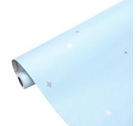 sourcing map Matte Wallpaper, 60cm x 5 Meter Vinyl Waterproof Peel and Stick Contact Paper Star Pattern Self Adhesive Wallpaper for Bedroom Kitchen Wall Countertop Decorating, Light Blue