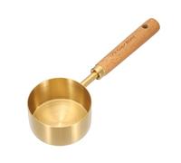 sourcing map Measuring Spoon, 80ml Stainless Steel Coffee Scoop Spoon with with Wood Handle for Ground Coffee Tea Sugar Cooking Baking, Gold