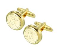 sourcing map Mens Classic Initial Cuff Links, Copper Cufflinks for Men A-Z Alphabet 26 Golden Letter K Tuxedo Shirts Cufflinks with Gift Box for Casual to Formal Business, Wedding Husband