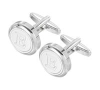 sourcing map Mens Classic Initial Cuff Links, Copper Cufflinks for Men A-Z Alphabet 26 Silver Letter E Tuxedo Shirts Cufflinks with Gift Box for Casual to Formal Business, Wedding Husband