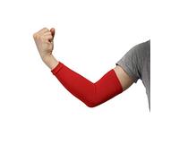 sourcing map Men's Compression Sleeves Breathable Elbow Support Arm Sleeves for Sports Red One Size