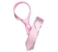 sourcing map Men's Sequin Ties Self Tied Shine Skinny Necktie Fashion Tie Sparkly for Disco Party Costume Pink One Size