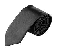 sourcing map Men's Skinny Ties Satin Solid Color Self-tied Necktie for Wedding Business Black 140 x 5cm/55"; x 2";(L*Max.W)