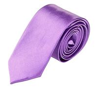 sourcing map Men's Skinny Ties Satin Solid Color Self-tied Necktie for Wedding Business Purple 140 x 5cm/55"; x 2";(L*Max.W)