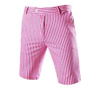 sourcing map Men's Summer Shorts Stripe Slim Fit Flat Front Seersucker Chino Short Pants Fuchsia 34