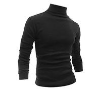 sourcing map Men's Turtleneck Top Slim Fit Long Sleeve Pullover Turtle Neck Shirt Black XXL