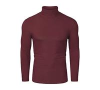 sourcing map Men's Turtleneck Top Slim Fit Long Sleeve Pullover Turtle Neck Shirt Burgundy L