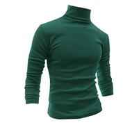 sourcing map Men's Turtleneck Top Slim Fit Long Sleeve Pullover Turtle Neck Shirt Dark Green M