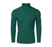 sourcing map Men's Turtleneck Top Slim Fit Long Sleeve Pullover Turtle Neck Shirt Dark Green M