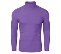 sourcing map Men's Turtleneck Top Slim Fit Long Sleeve Pullover Turtle Neck Shirt Purple S