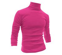 sourcing map Men's Turtleneck Top Slim Fit Long Sleeve Pullover Turtle Neck Shirt Rose Red L