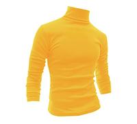 sourcing map Men's Turtleneck Top Slim Fit Long Sleeve Pullover Turtle Neck Shirt Yellow XXL