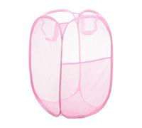 sourcing map Mesh Laundry Basket Collapsible Laundry Hamper Foldable Dirty Clothes Baskets with Handles and Side Pocket for Laundry Room Travel Storage Bathroom Dorm, Pink