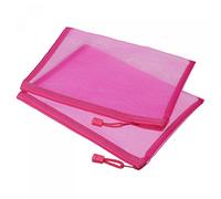sourcing map Mesh Zipper Bags, A5 Nylon Zip Pouch Pencil Case Storage Pockets for Travel Office Accessories, Rose Red Pack of 6