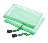 sourcing map Mesh Zipper Bags, A6 Size File Document Pockets Bill Pouch Folders for Office Home Supply, Green Pack of 6