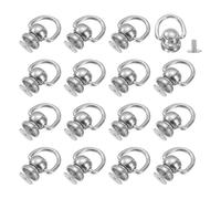 sourcing map Metal Ball Studs Rivets D Ring, 16 Pcs Ball Post Head Buttons 360 Rotatable Studs Rivets with Screw for Purse Chain Connector DIY Art Leather Crafts (Grey)