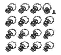 sourcing map Metal Ball Studs Rivets D Ring, 16 Pcs Ball Post Head Buttons 360 Rotatable Studs Rivets with Screw for Purse Chain Connector DIY Art Leather Crafts (Black)