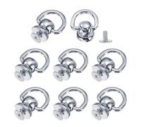 sourcing map Metal Ball Studs Rivets D Ring, 8 Pcs Ball Post Head Buttons 360 Rotatable Studs Rivets with Screw for Purse Chain Connector DIY Art Leather Crafts (Silver)