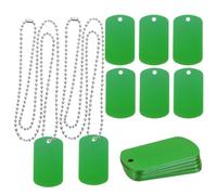 sourcing map Metal Blank Tags Stamping, Aluminum Blank Tags, Dog DIY Engraving Blank Tags with Necklace Chain for Pet Dog ID Tags, Pendant Decoration, Craft Tags 10set (Green)