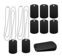 sourcing map Metal Blank Tags Stamping, Aluminum Blank Tags, Dog DIY Engraving Blank Tags with Necklace Chain for Pet Dog ID Tags, Pendant Decoration, Craft Tags 5set (Black)