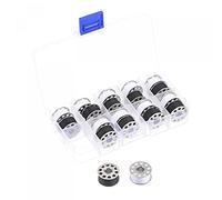 sourcing map Metal Bobbins and Prewound Sewing Thread Set of 20pcs with Bobbin Case for Sewing Machine, Black+White