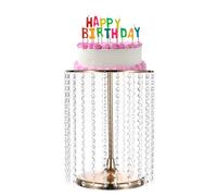 sourcing map Metal Cake Stand with Crystal Bling Pendants, 12 x 15.7 Inch Round Dessert Cupcake Display Plate for Wedding Event Birthday Party Dessert Table, Gold