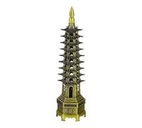 sourcing map Metal Chinese Pagoda Statue, 9 Levels 5.1" Miniature Tower Ornament 3D Feng Shui Sculpture Model for Home Office Desktop Ornaments Collectible Decoration Figurines, Bronze